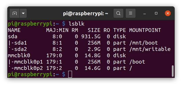 Output of lsblk command